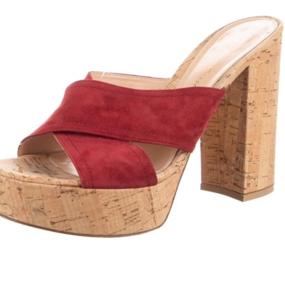 Gianvito Rossi Red Suede Platform Sandals‎